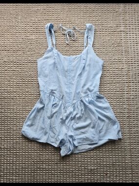 wild fable Light Blue Romper with Tie Straps And Hook And Eye Front Nwt